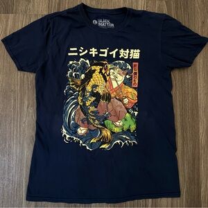 Black Matter Koi fish cat Deep Blue Tee